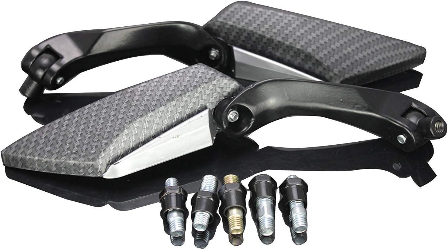 Black Carbon Mini Rearview Mirrors Compatible for 1999 Suzuki Bandit 1200 GSF1200S