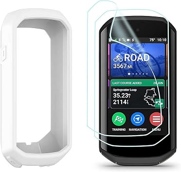 TPU Film for Garmin Edge 1050, Silicone Case Cover and Protective Film Compatible for Garmin Edge 1050, Portable Electronic Device Cover GPS Bike Computer Accessories White