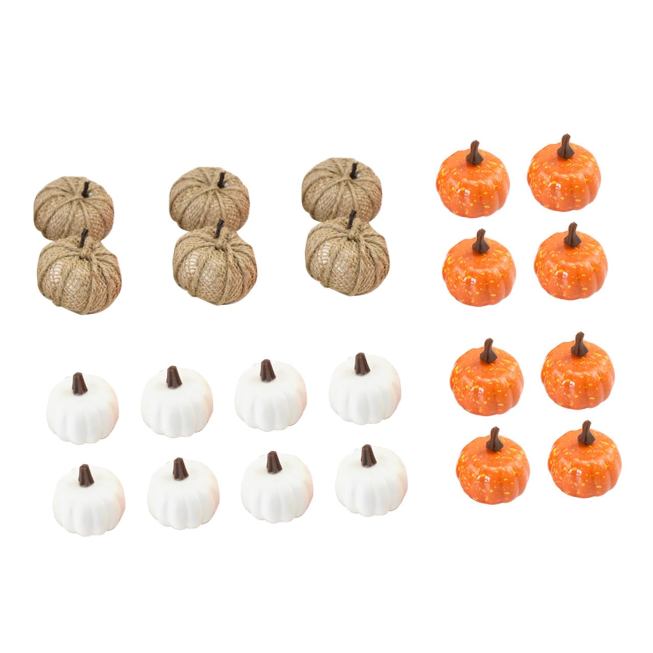 Calabazas de simulación de material seguro y realista juego de 22 piezas blancas para decoración