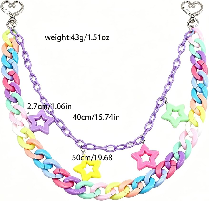 Colorful Star Jean Pants Chain Belt for Men Women Pocket Chain Goth Punk Belt Chains Hip Hop Wallet Chain Cute Jewelry Accessory Cool Sweet Stuff Gift image 3