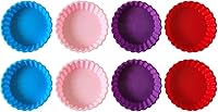 Vista 1 de Paquete de 8 moldes de silicona para tartas y tartas, moldes redondos de 4.2 pulgadas, moldes pequeños estriados para tartas, mini moldes