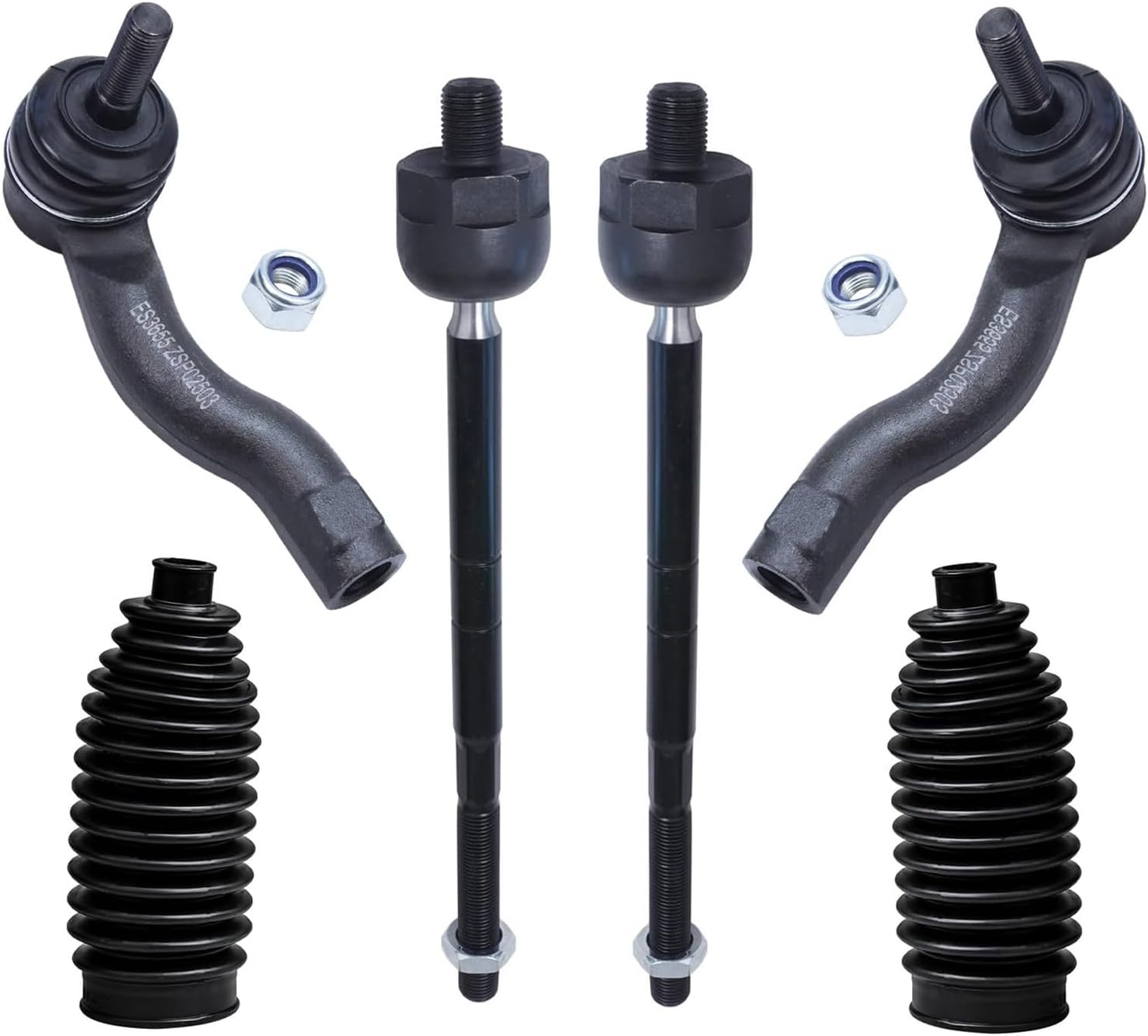 Detroit Axle - 6pc Front Tie Rods Kit for Toyota RAV4 2001 2002 2003, 4 Outer & Inner Tie Rod End Links 2 Boots Replacement