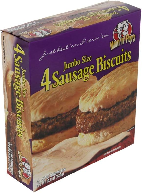 Mom N Pops Sausage Biscuit, 14.8 Ounce -- 12 per case.