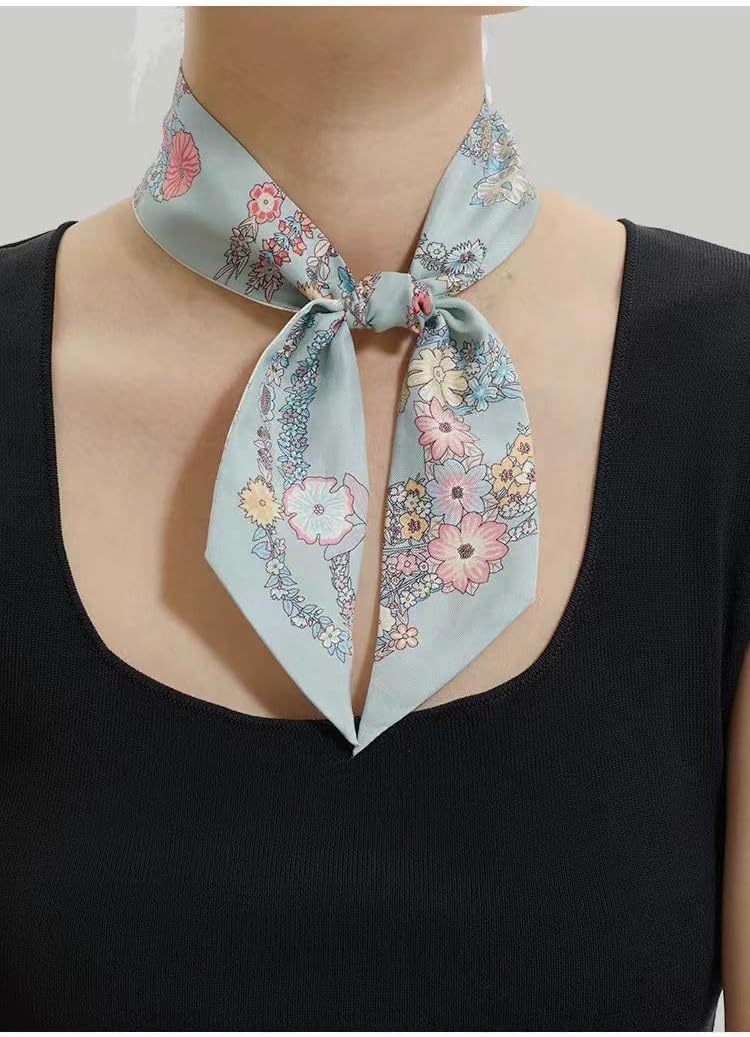 100% Mulberry Silk Scarf for Handbags,Bags, and Purses,1Pcs 2"x35" Hair Ribbon Skinny Neck Scarves for Women - Image 5