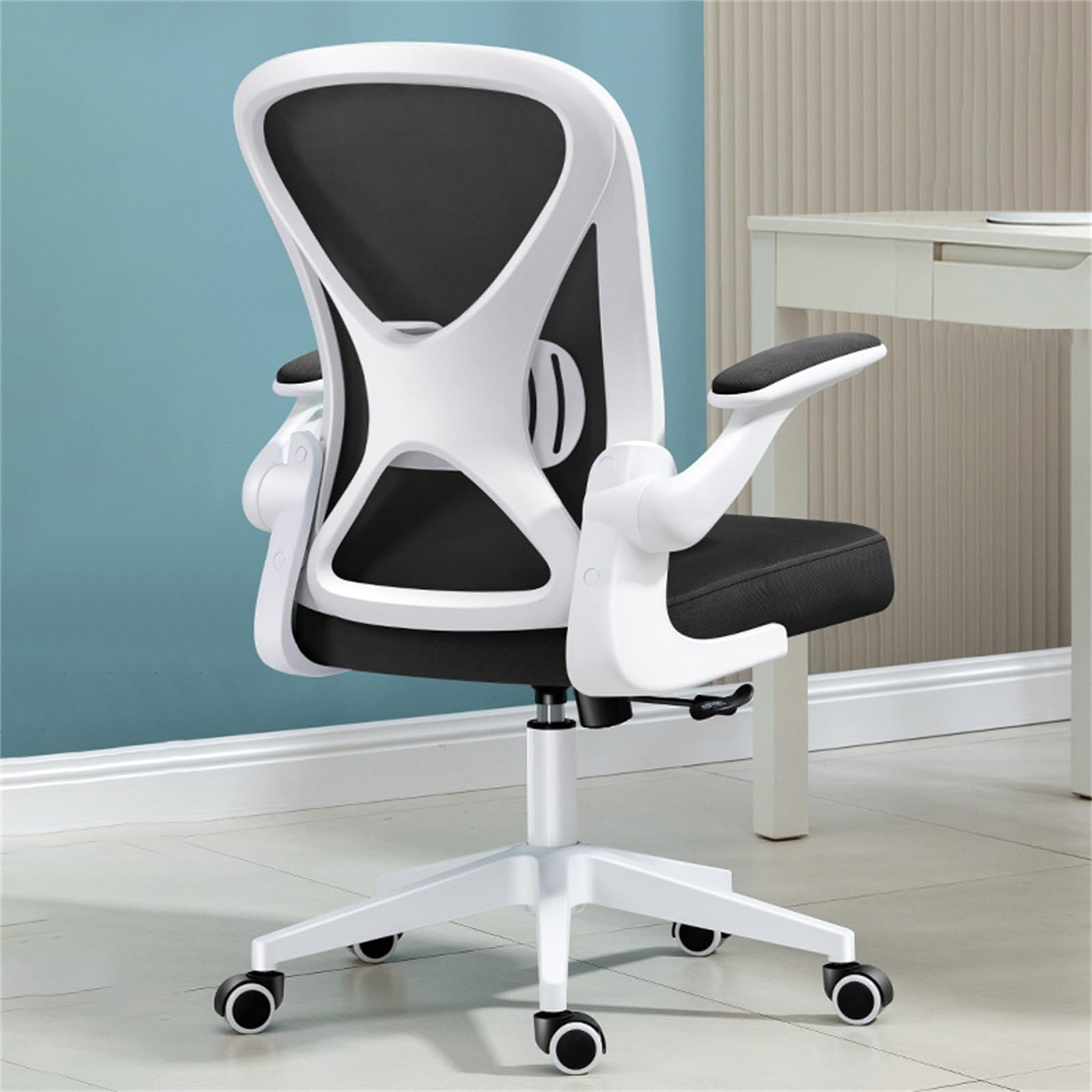 オフィスチェアメッシュランバーサポート360度回転 座面昇降強化