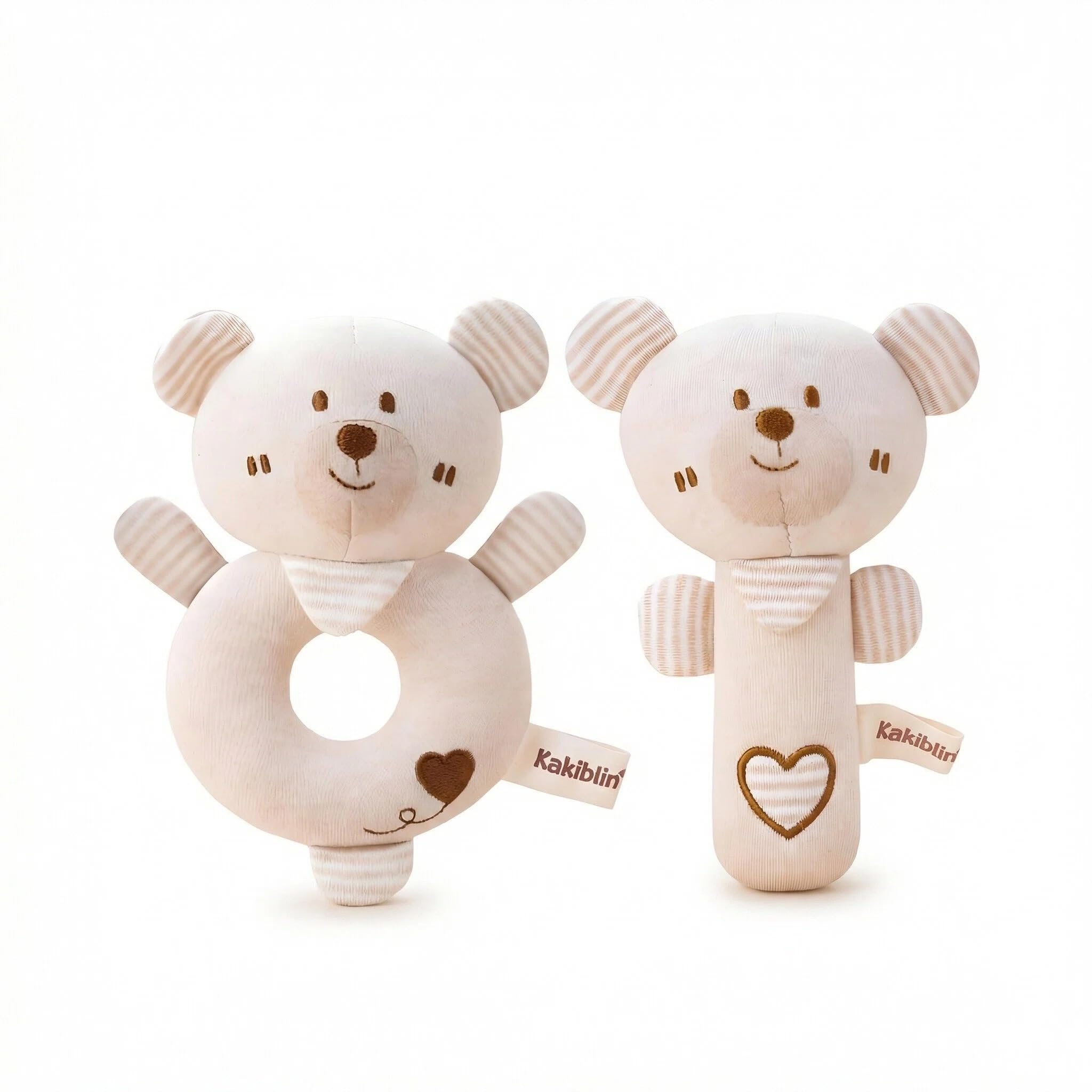 2 Pcs Soft Rattle Toys for Babies 0-6 Months,Baby Soft Rattle Sensory Toys,Plush Animal Hand Rattles Toys,Babies Sensory,Early Developmental Newborn Baby Birthday Gifts,Girls Boys Babies (Bears)
