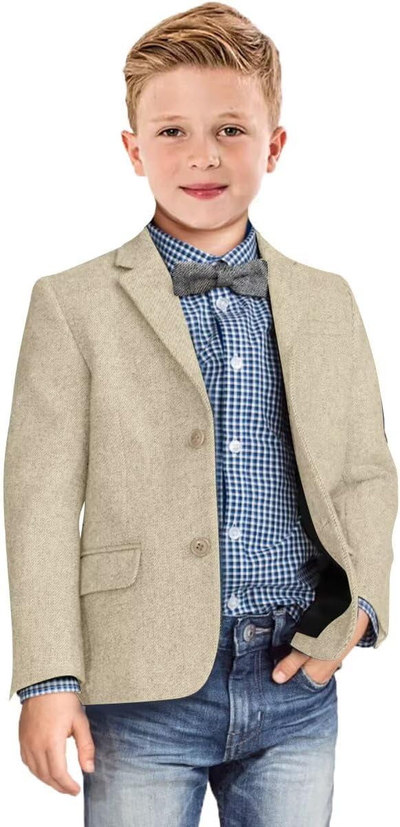 Boys Blazer Retro Herringbone Sport Coat Formal Tweed Patterned Classic Kids Jacket for Boy Wedding Casual Jacket