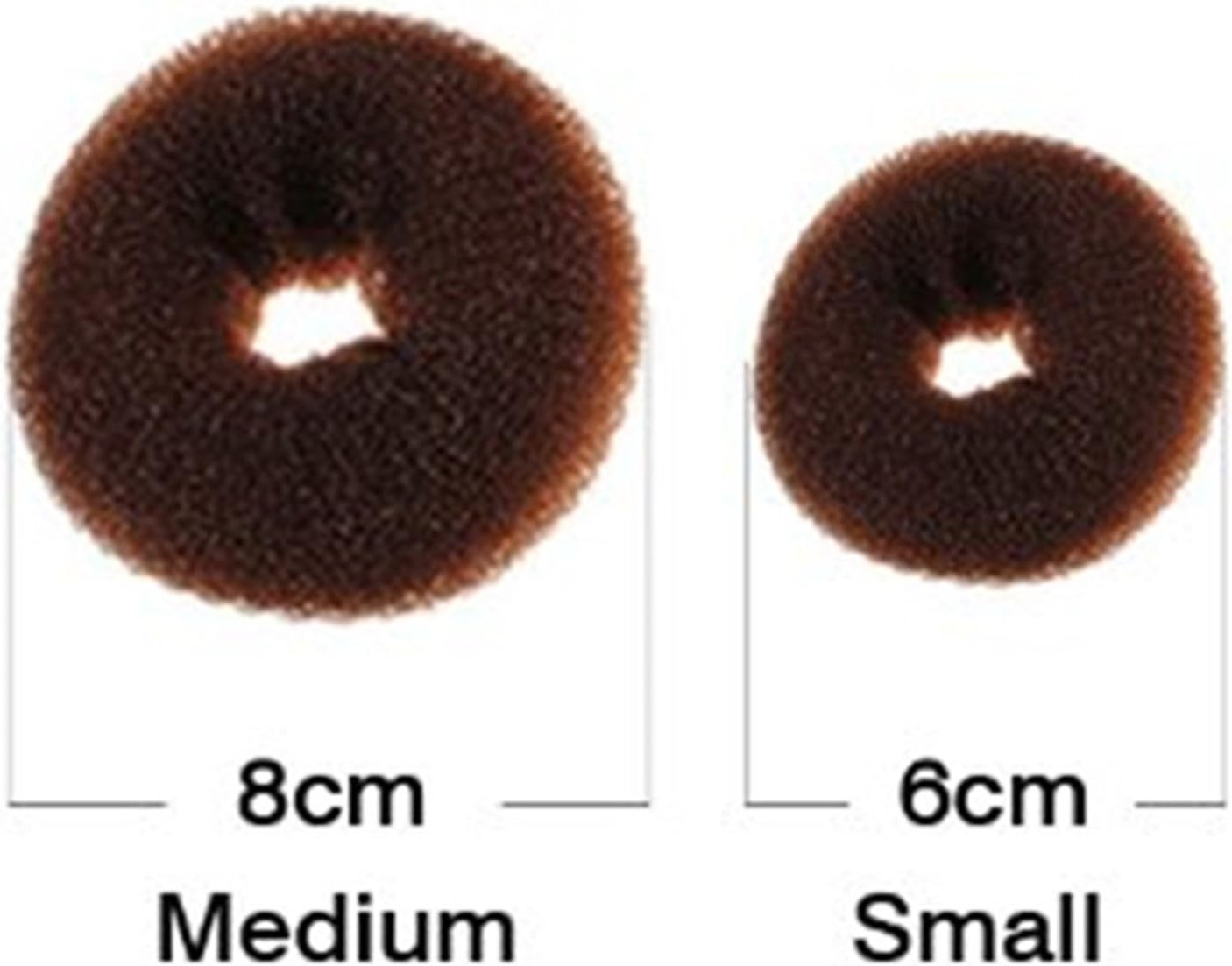 Children Kids Girls Ballet Dance Hair Bun Donut Ring Shaper Hair Styler Maker Doughnut Former Sponge PACK OF 2 SIZES Small & Medium (Brown)