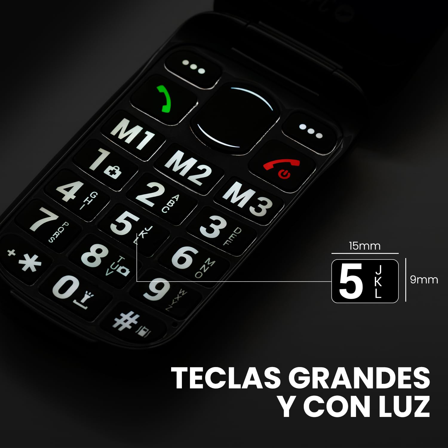SPC Harmony 2 – Teléfono móvil para Personas Mayores | Teclas Grandes, 4G y Doble Pantalla antirrayaduras (2,8”+1,77”) | Botón SOS y Perfil Ice | Volumen 104dB y Compatible con audífonos, Negro