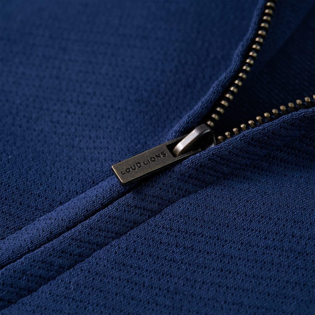 Sudadera infantil con cremallera azul marino, camiseta de manga larga de poliéster algodón elastano, talla para niños y niñas, transpirable y cálida