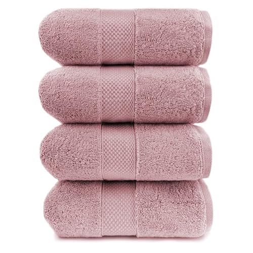 Maisonette Loft Egyptian Cotton Turkish Bath Towels, Soft, Absorbent, Ideal Quick Dry Large Luxury Bath Towel Set for Shower (30" x 58", 4 Pack), Pink (Dusty Rose)