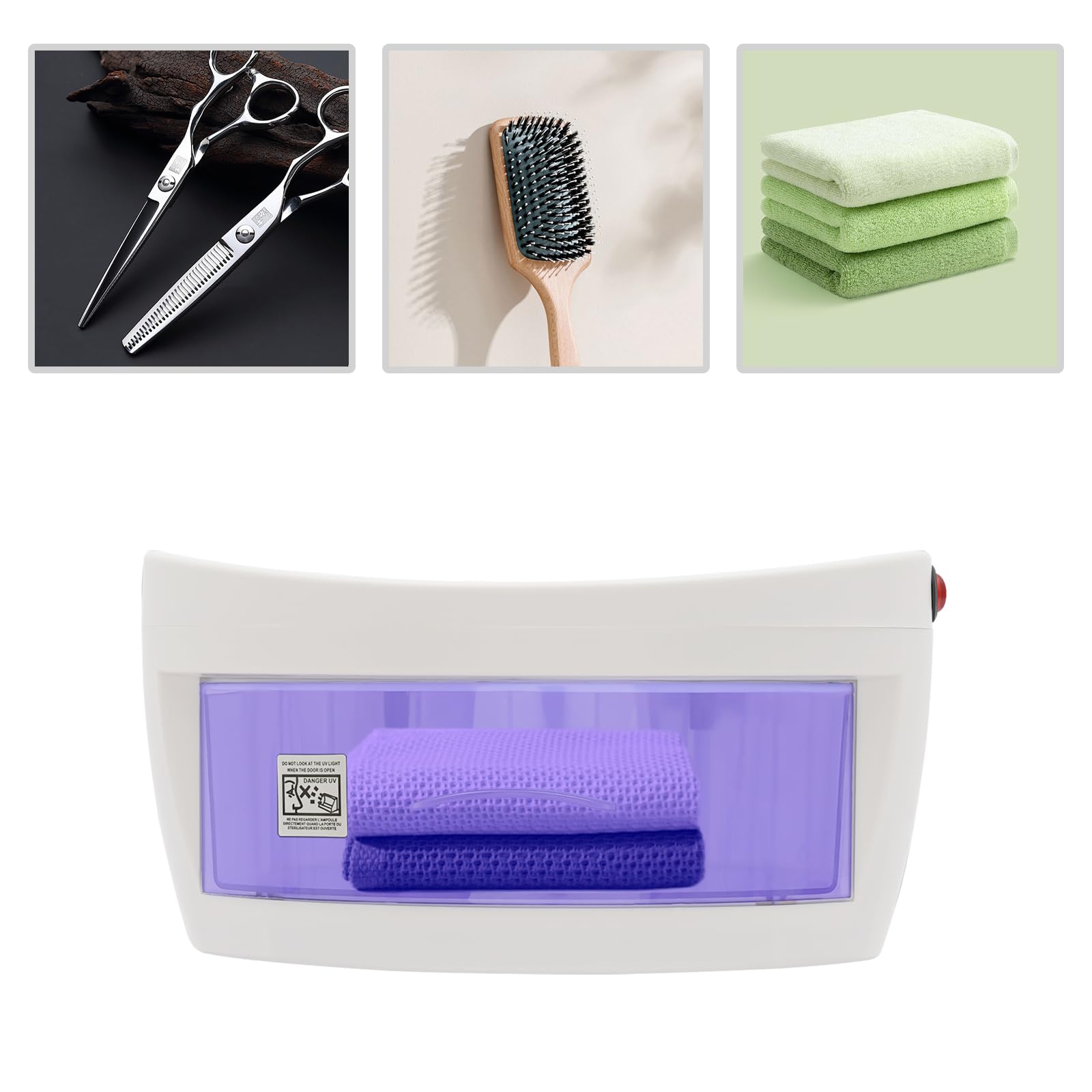 Caja esterilizadora profesional de 6 W, esterilizador UV para tijeras, peines, cepillos, esponjas, toallas, etc. 31 x 18,5 x 16 cm