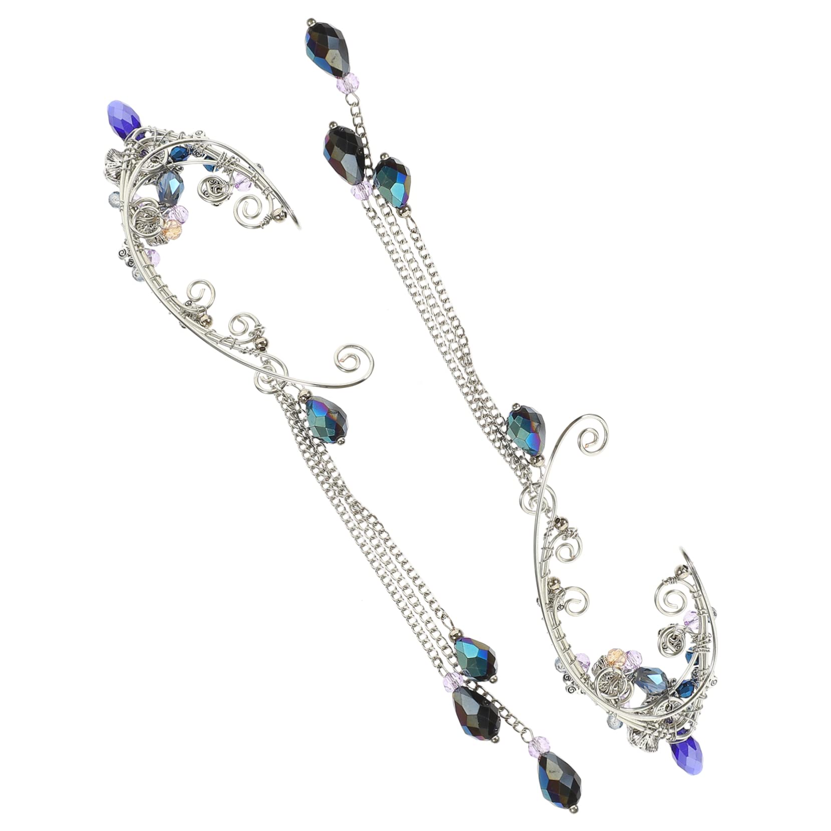 Clip per orecchie da elfo graziosi orecchini per le donne polsino con ala di perle earrings for women bow earrings polsino dell'orecchio per le donne orecchio da elfo lega