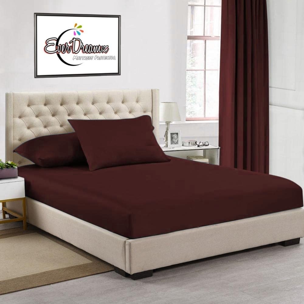 EverDreamz Waterproof Tarry Cotton Ultra Soft Queen Size Mattress Protector | Breathable | Lycra Elastic Fitted | Hypoallergenic | Mattresses Cover ( 78 X 60 inch | 6.5 X 5 feet | Brown Color )