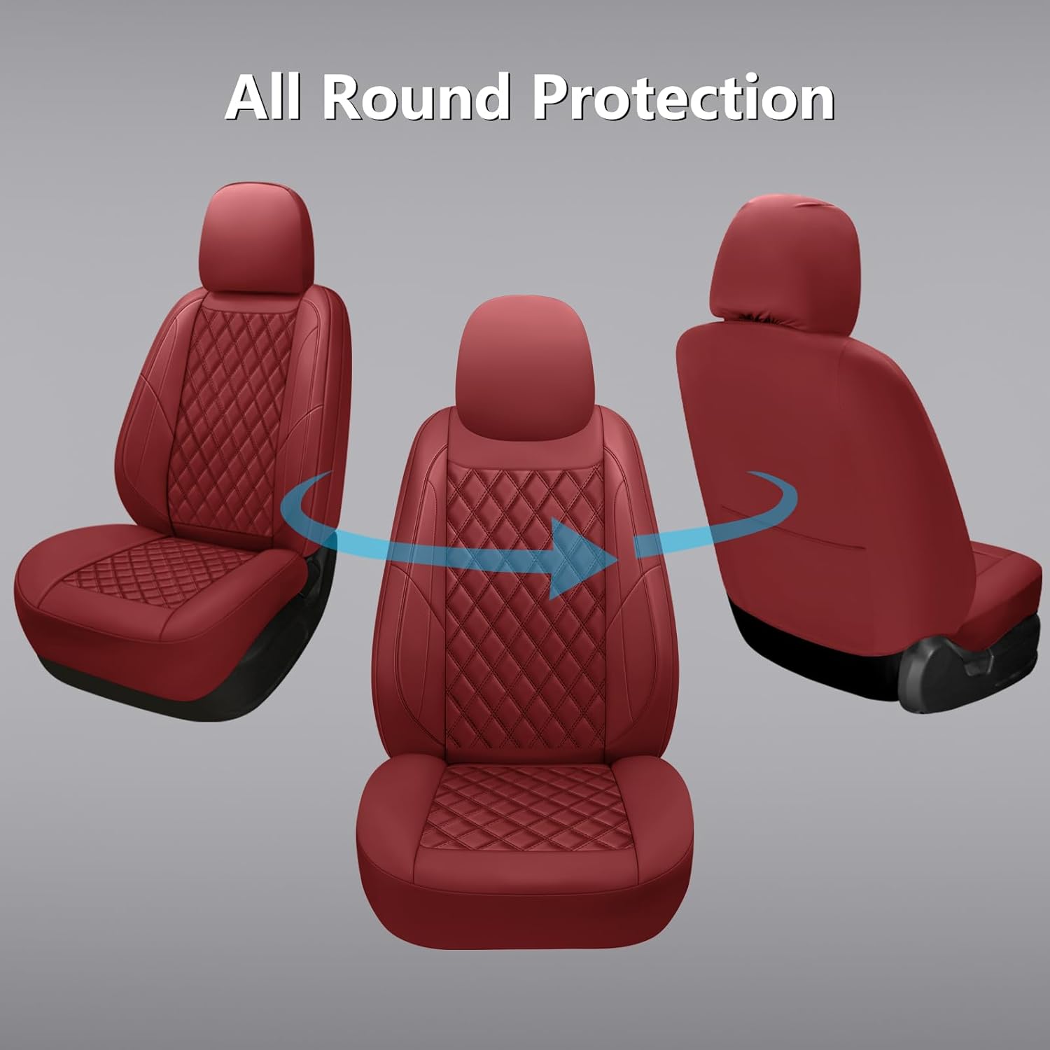 premium leather car seat covers front pair,universal fit for cars,trucks&suvs,waterproof car seat cushion,full coverage car seat protector with 2 seats,wine red wine red driver and passanger(2 seats)