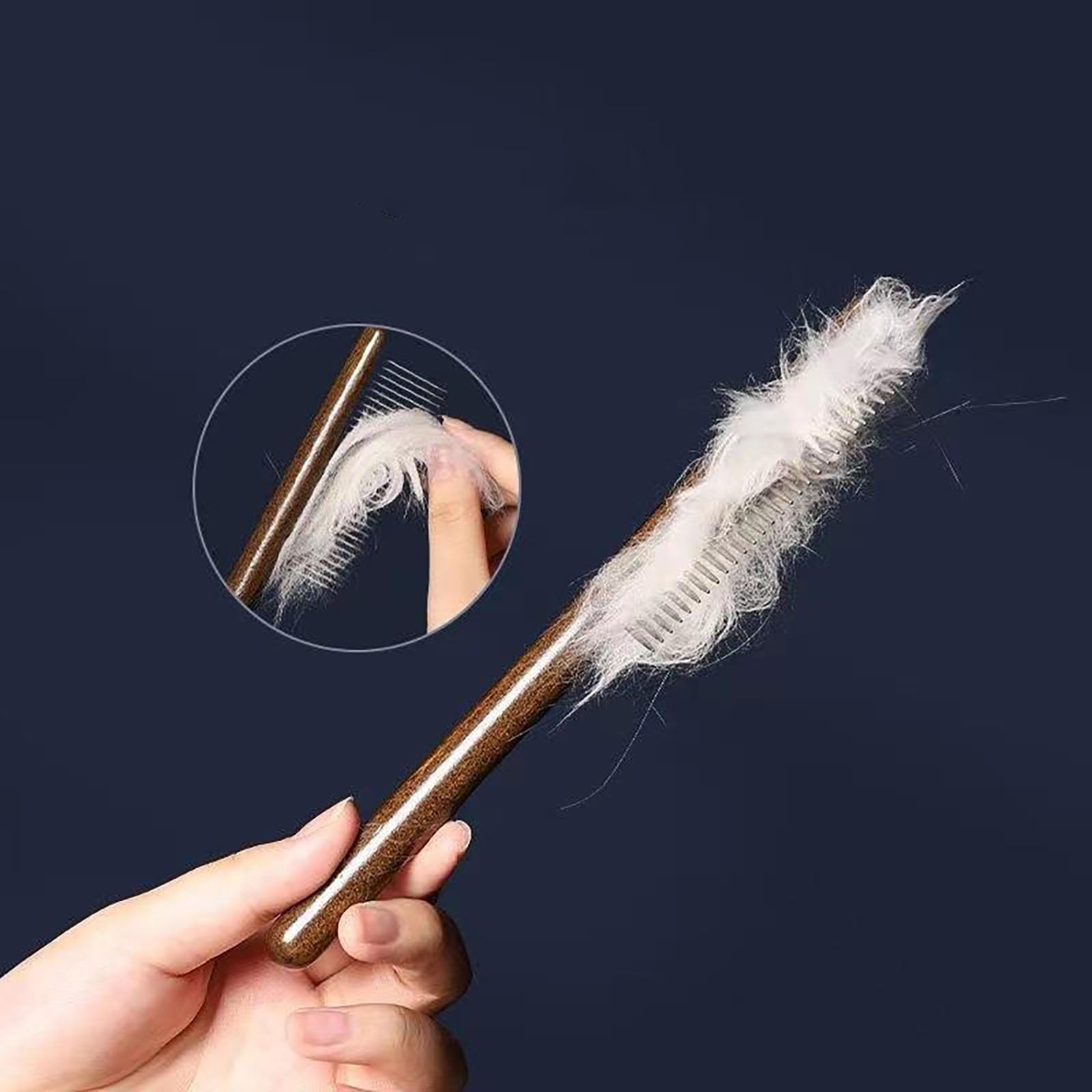3Pcs Stainless Steel Pet Comb Durable Solid Wooden Cat Combs Rounded-Tip Teeth Pet Hair Comb Anti-Tangle Removes Knots Pet Grooming Comb for Removing Floating Hair - Image 4