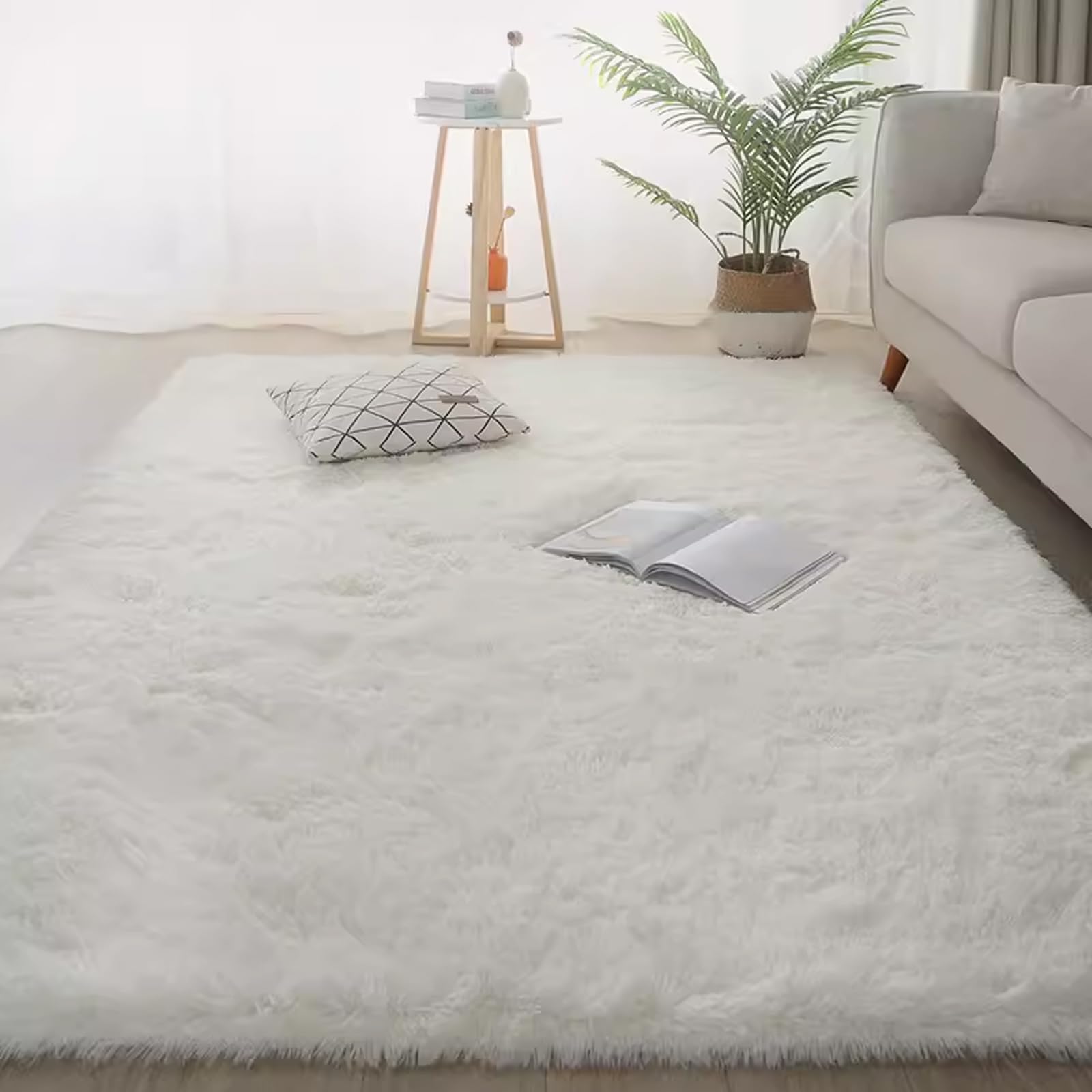 Rug, 5X8 Living Room Rug, Fluffy Hairy Carpet, Soft and Bedroom