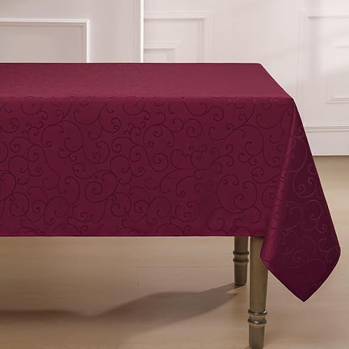 Miniatura 7 de Romanstile Mantel rectangular de jacquard, resistente al agua, elegante, patrón rizado, damasco, lavable, decorativo, circular, de poliéster, para