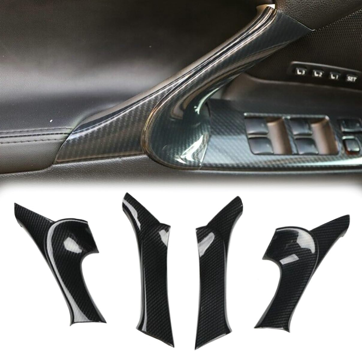 4Pcs Carbon Fiber Color Interior Door Armrest Panel Trim Plastic for Lexus is F 250 350 2006 2007 2008 2009 2010 2012 2013