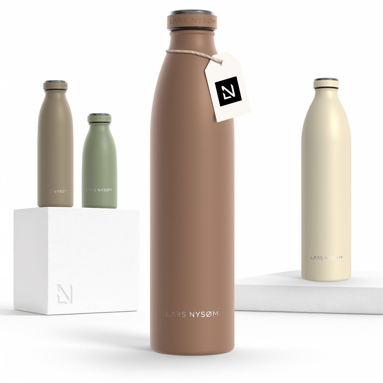 Lars Nysøm Mocha Brown Stainless Steel Insulated Water Bottle 350Ml, 500Ml, 750Ml, 1L, 1 5 Liter | Insulated Thermo Flask For Hot And Cold Beverages | Leakproof Drinking Bottle (, 1000Ml)