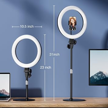 2 Pack Ring Light with Stand for Desk Bundle | 1 Pack Zoom Lighting for Computer + 1 Pack Desk Ring Light with Stand for Video Calls, Desk Light for Video Conference, Home Office, Webcam, Live Stream