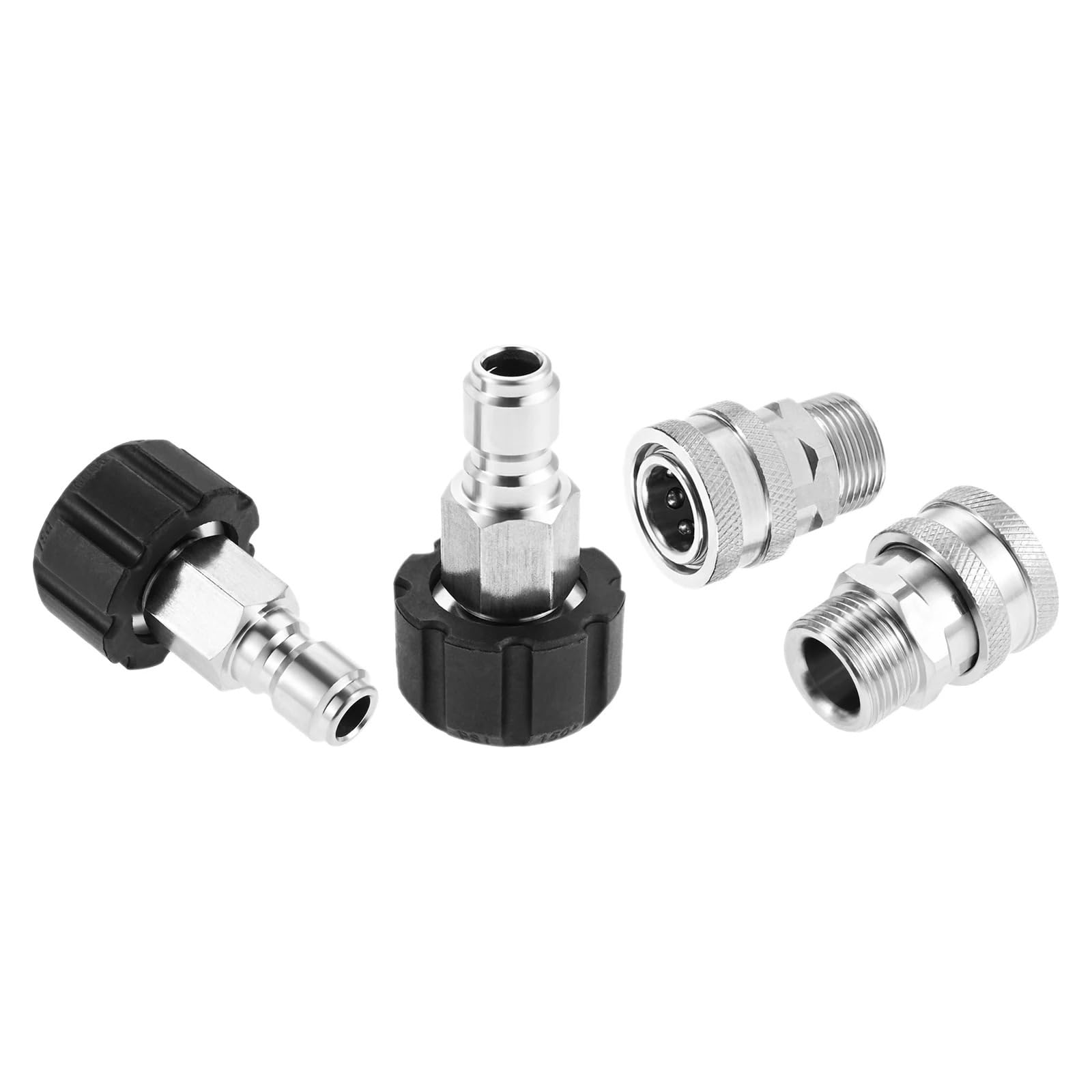 Set di idropulitrici da 4 pezzi 3/8 pollici Collegare M22 14mm a raccordo metrico Pompa per tubo giardino in acciaio inossidabile 5000 PSI