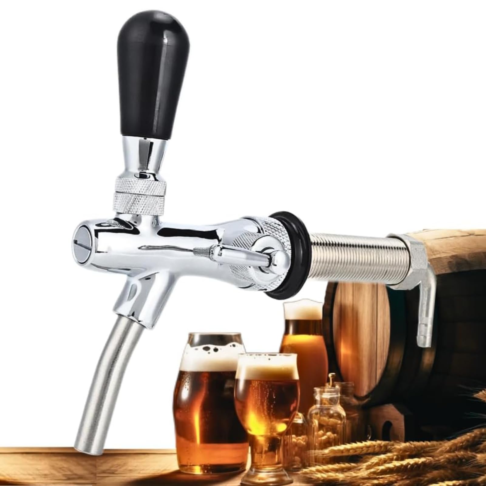 Rubinetto per Birra Regolabile G5/8 Rubinetto della Birra alla Spina in Acciaio Inossidabile con Valvola di Controllo del Flusso per Casa Bar Ristoranti