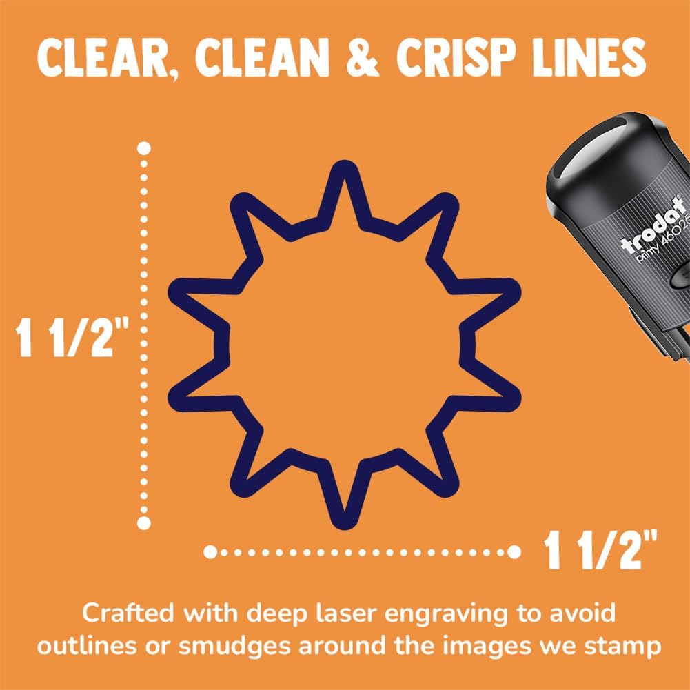 Sun Outline Self-Inking Rubber Stamp Ink Stamper for Stamping Crafting Planners - 1-1/2 Inch Large - Red Ink