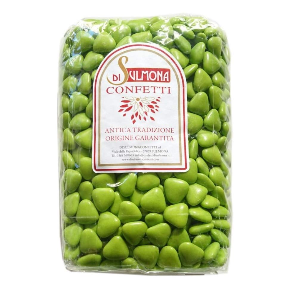 Peladillas de Sulmona - Mini Corazón con Chocolate, Verde - 1000 gr