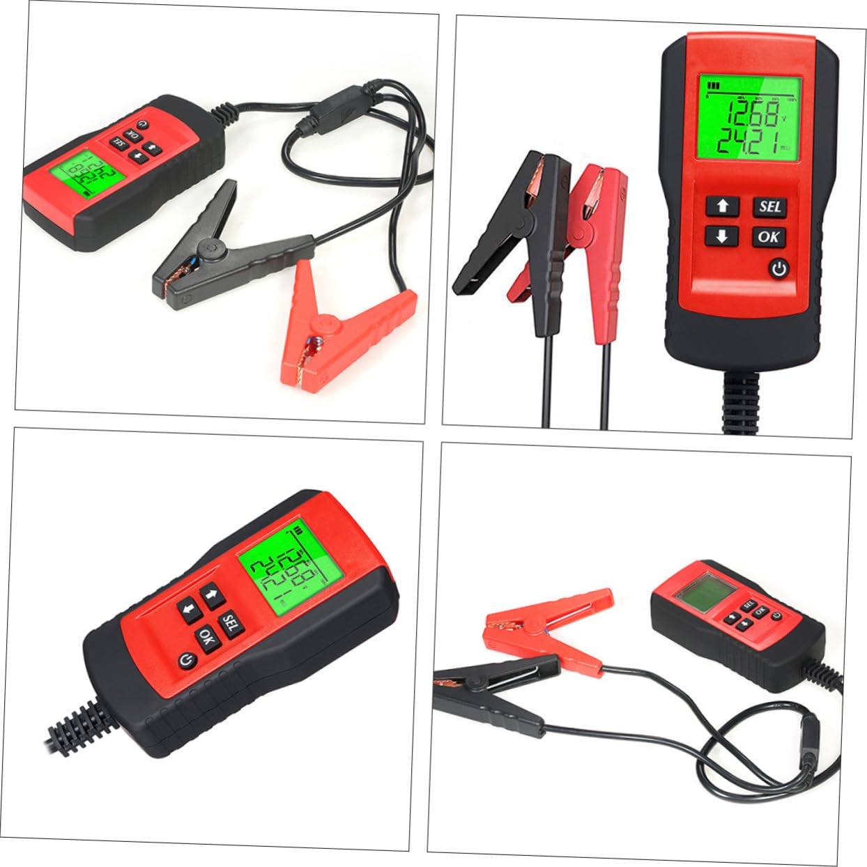 ABOOFAN Tester Batteria per Auto 12v Affidabile e Preciso Dispositivo di Protezione, Materiale Abs e Rame, Adatto per Batterie da 7 a 15v, per Veicoli e Motocicli