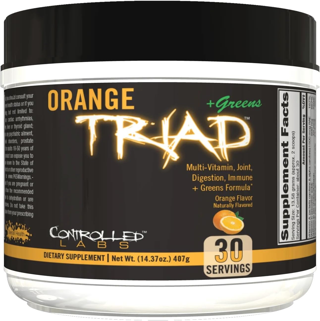 Sponsored Ad - CONTROLLED LABS Orange Triad Plus Greens for Men and Women, 30 Servings Iron Free Sports Supplement for Overall Health, Multivitamin, Digestion, Immune System, and Joint Health