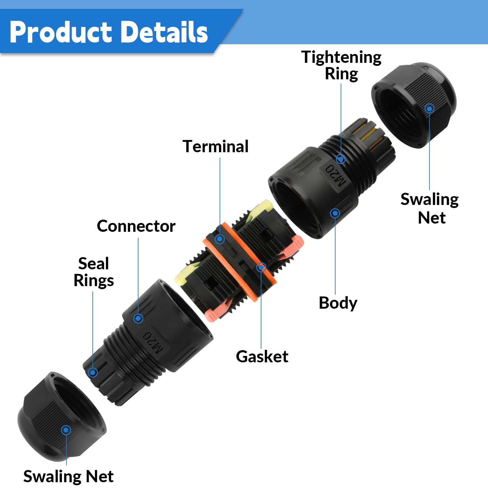 8 Stück Kabelverbinder Wasserdicht IP68, T-Form und Gerade Kabelverbinder, Wasserdicht 3-polig Erdkabel Verbindungsmuffe für Ø3-12 mm und Ø5-8 mm Kabeldurchmesser