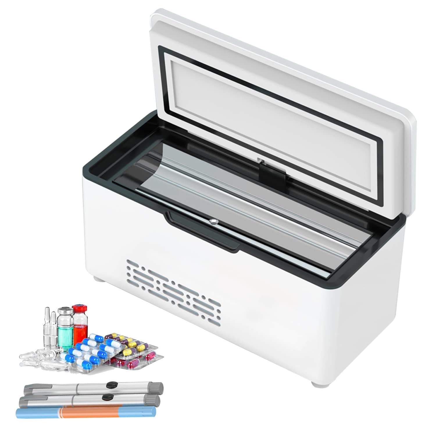 Sjdopulse Intelligent Insulin Cooler Medicine Fridge Small Insulin Travel Diabetic Cooling Medication Organizer Emergency Refrigerator For Car Home Travel 2-8℃