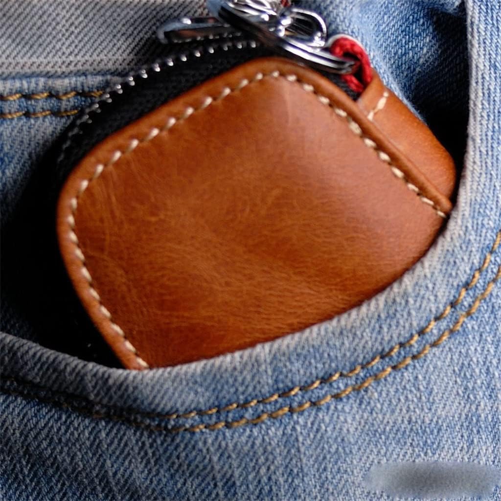 Men and Women Leather Key Case Car Compact Access Card Door Zipper