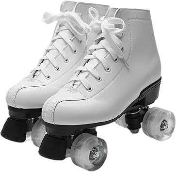 Roller Skates for Men Women, PU Leather High-top Roller Skate Shoes Double-Row Roller Boots for Indoor Outdoor