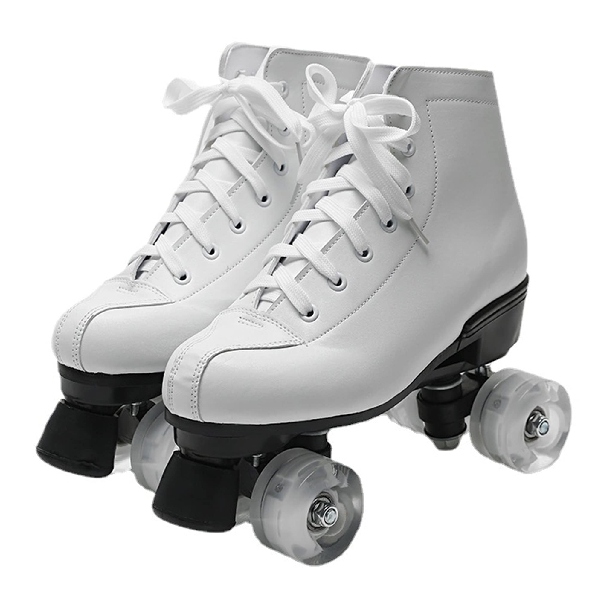 Patines de Ruedas para Hombres y Mujeres, Zapatos de Patines de Ruedas de Cuero PU, Botas de Rodillos de Doble Fila para Interiores y Exteriores