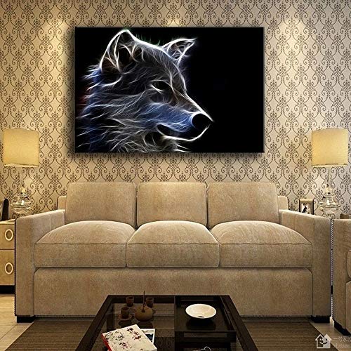 Impression d'affiche loup abstrait art mural moderne sur toile premium - 4
