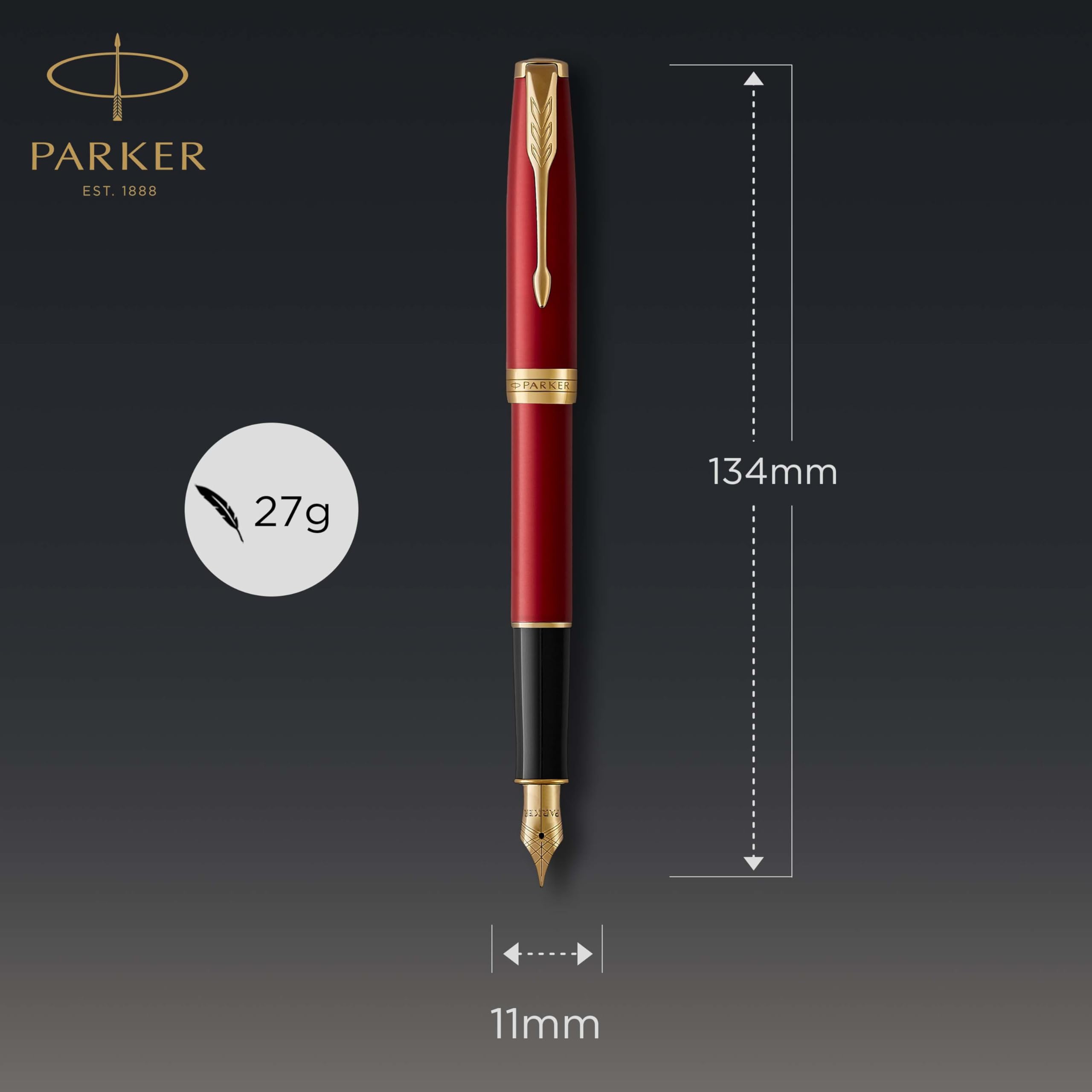 Amazon | PARKER Sonnet Fountain Pen, Red Lacquer with Gold Trim