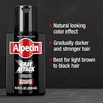 Alpecin Gray Attack Caffeine & Color Shampoo, 6.76 Fl Oz