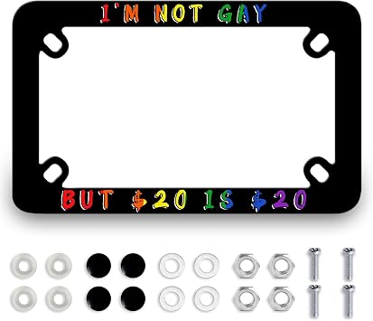 Im Not GayMotorcycle Stainless Steel License Plate Frame Funny Holder | Bike Motorcycle Parts 7.7 x 4.5 Inch Includes Screws Rust Resistant Motorbike License Holder Decorative Easy Installation