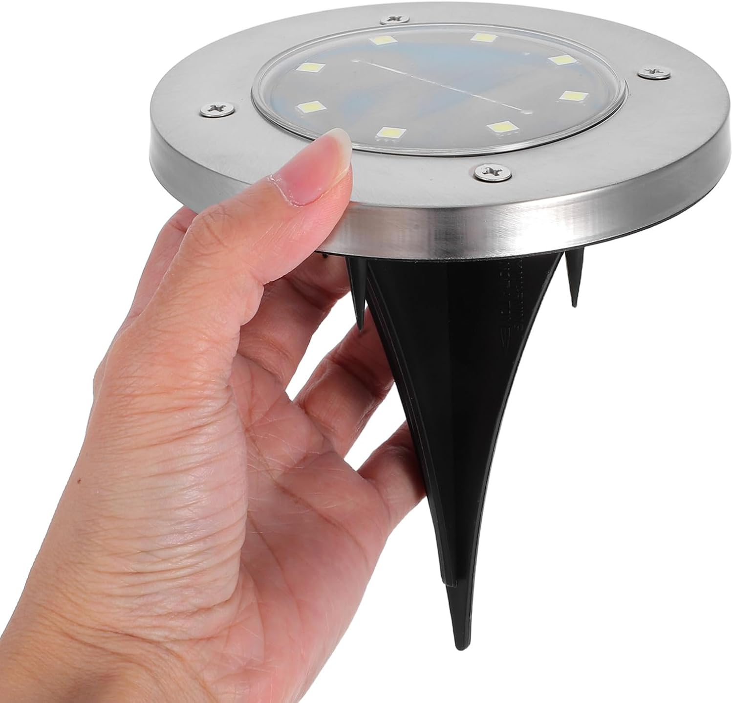 YARNOW 12pcs Stainless Steel Solar Powered Landscape Lights for Outdoor Garden Lawn Pathway Driveway Automatic Light Sensor Easy Installation Inground Design for Seamless Decor