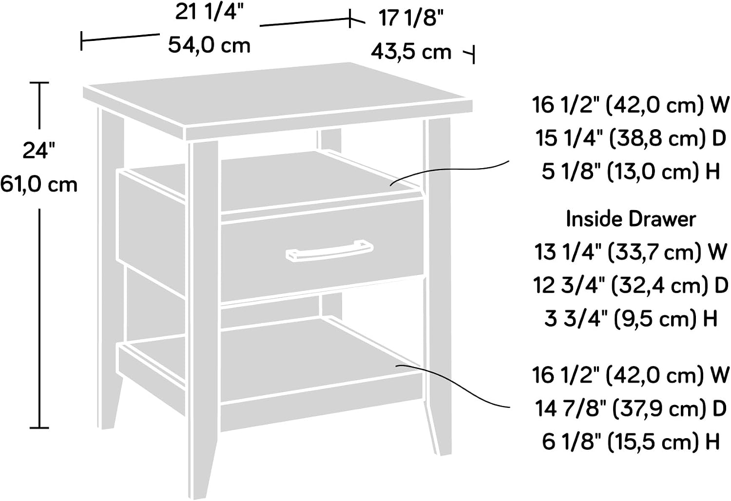 Sauder Summit Station Night Stand, Glacier Oak Finish