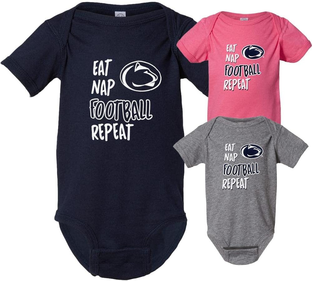 The Family Clothesline Penn State Officially Licensed Infant Eat Nap Football Creeper