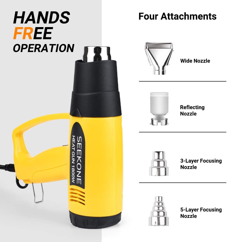 Buy 1 get 1 SEEKONE 1800W Heat Gun, Hot Air Gun Kit with Large Digital LCD Display Variable Temperature (212°F-1112°F) Settings and 4 Nozzles for Removing Paint, Shrinking PVC, Crafts Buy 1 get 1 🔥 SEEKONE 1800W Heat Gun, Hot Air Gun Kit with Large Digital LCD Display Variable Temperature (212°F-1112°F) Settings and 4 Nozzles for Removing Paint, Shrinking PVC, Crafts