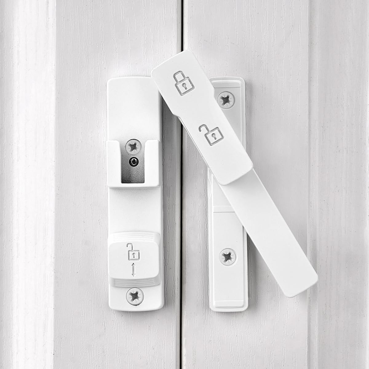 INIRET 2 Packs White 180 Degree Barn Door Lock,Flip Gate Latches Hardware,Zinc Alloy Door Lock,Protect Privacy,for Barn Door,Cabinets,Windows,Garden,Bathroom