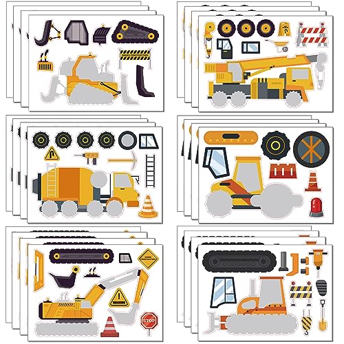 24pcs Construction Truck Stickers Make Your Own Truck Stickers Boys Birthday Party Favors Construction Themed Goodie Bag Stuffer Children Exchange Gifts