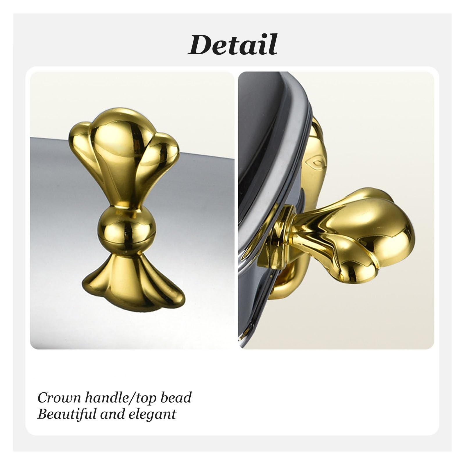 Buffet Chafing Dish, Edelstahl Warmhaltebehälter Thermostat-Töpfe Speisewärmer mit griff,Essenserwärmung für Catering Party Hochzeit Buffet(Gold,2.4L)