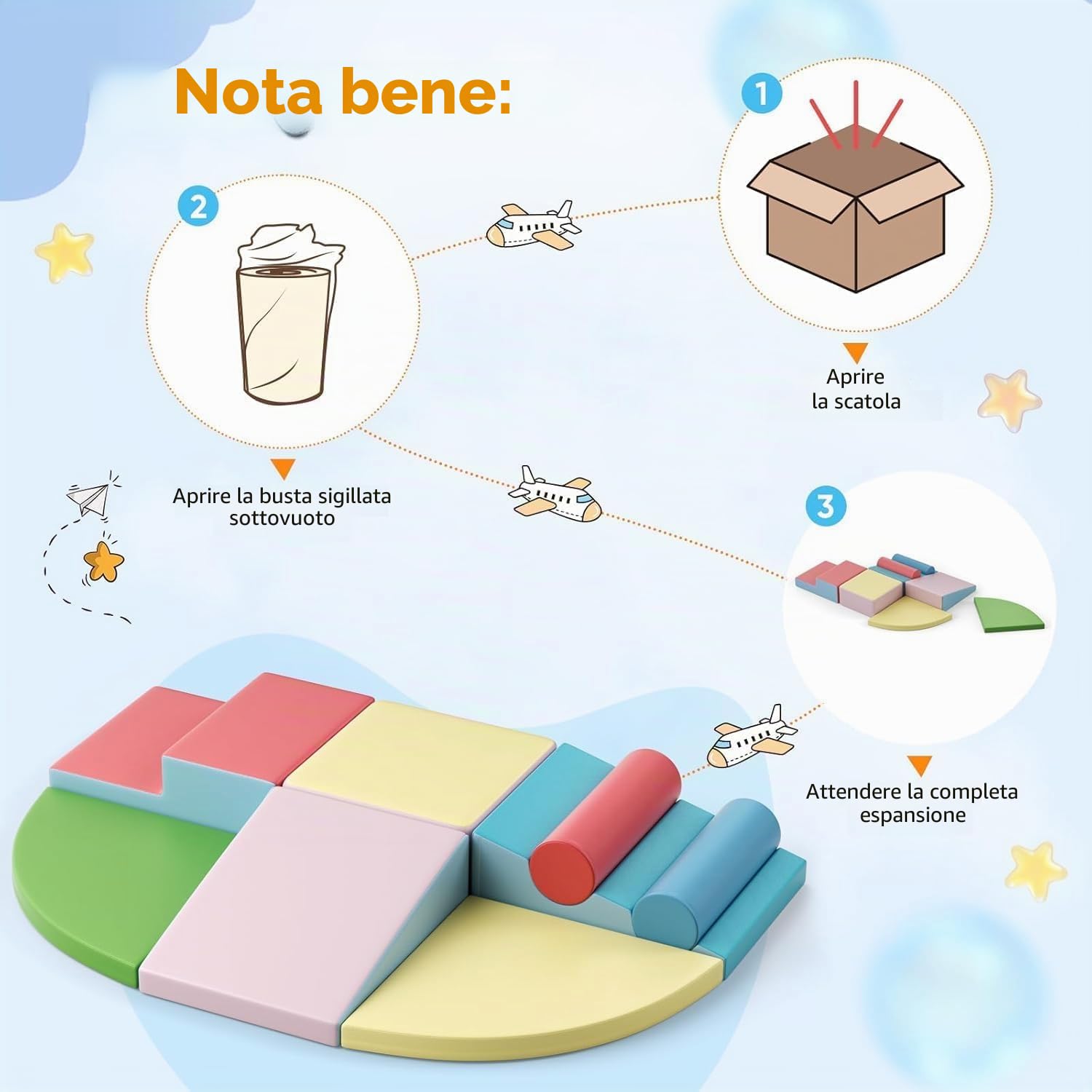 Blocchi di costruzione in schiuma per bambini, blocchi da arrampicata per interni, strutture da arrampicata per bambini, blocchi giganti per scatenarsi e arrampicarsi, ((Set di otto pezzi