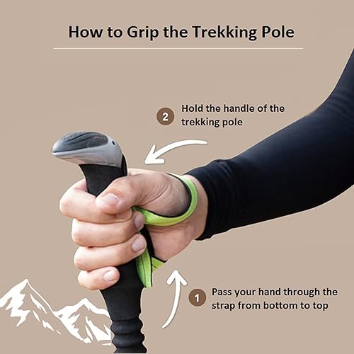 Miniatura 4 de ATUNAS Bastones de senderismo plegables par de 2  Bastones de senderismo telescópicos de aluminio 7075 con agarre de EVA  Bastones ajustables con