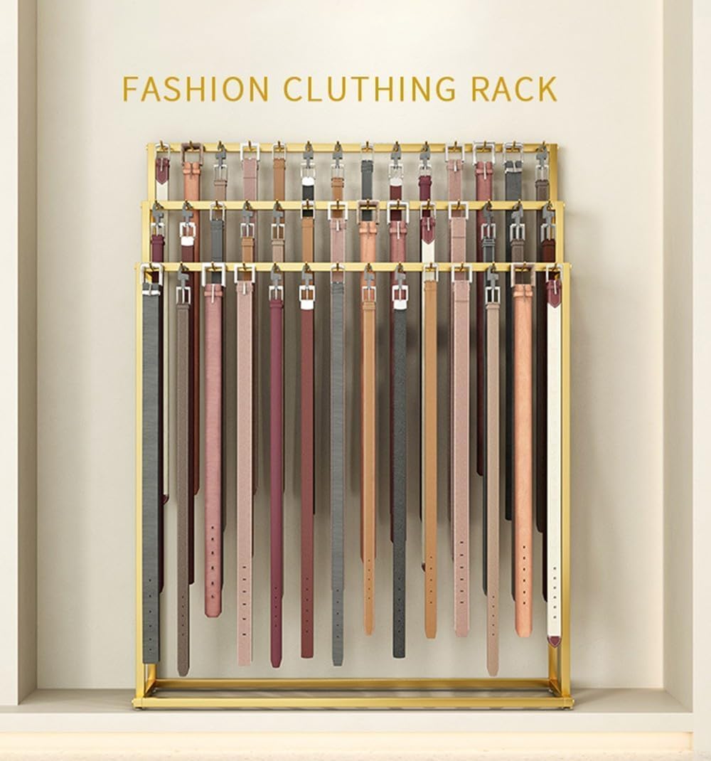 Versatile Stepped Belt and Tie Display Rack with Hanging Rods & Hooks Ideal Jewelry & Accessory Organizer for Clothing Stores Commercial Use (120×40×150 CM)